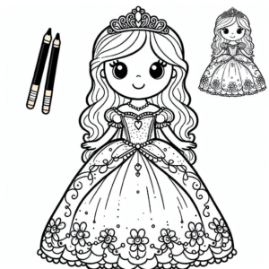 prinzessin mit krone – Malvorlage