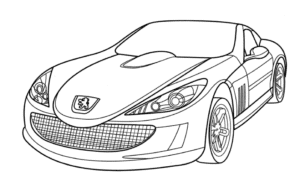 Mașină sport Peugeot – fișă de colorat