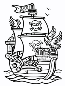Navio pirata – desenho para colorir