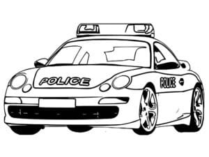 Mașină de poliție din față – fișă de colorat