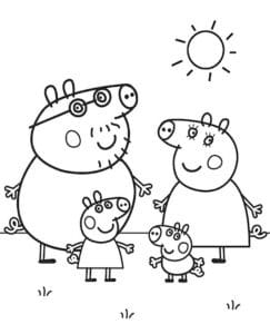 Prasiatko peppa rodinka – pobarvanka