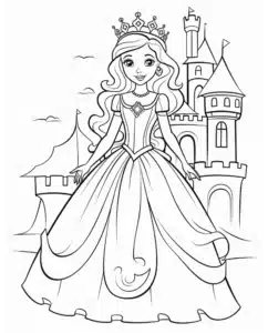 Princesa in grad – pobarvanka
