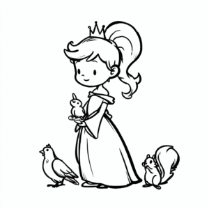 princesa in živali – pobarvanka