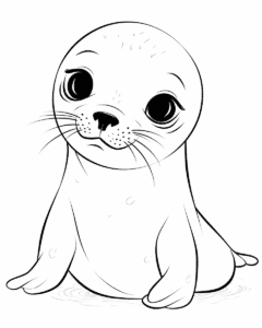 Cute baby seal – colouring page