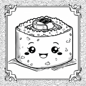 Roztomilé sushi – omalovánka