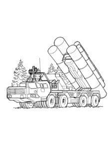 Veículo militar russo com mísseis – desenho para colorir