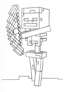 Skeleton holding a bow – colouring page