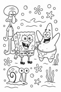 Spongebob, Patrik dan Sepia – halaman mewarnai