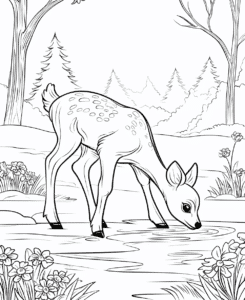 Água potável para veados – desenho para colorir