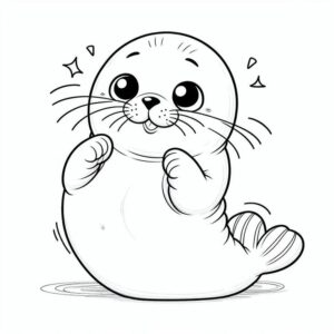 Happy seal – colouring page