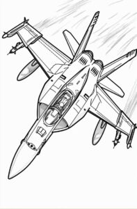 Fighter jet with pilot – Malvorlage