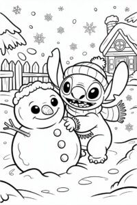 Stitch a snehuliak – pobarvanka