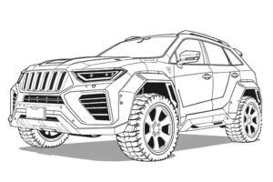 Geländewagen – Malvorlage