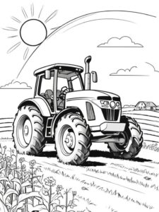 Traktor na polju barvna stran – pobarvanka