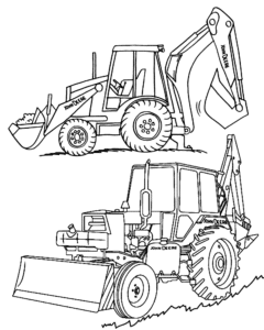 Tractor excavator – fișă de colorat