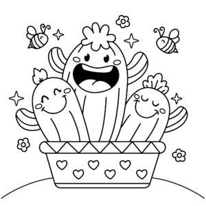 Três cactos – desenho para colorir