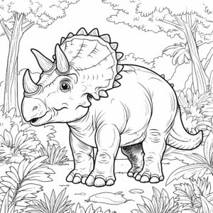 Triceratops v lese – omalovánka