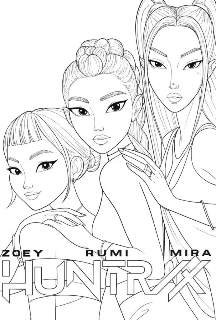 Trio huntrix K-pop – omaľovánka