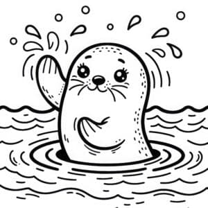 Robbe guckt aus dem Wasser – Malvorlage