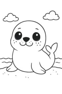 Seal in the sky – colouring page