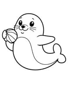 Seal with a ball on its flipper – halaman mewarnai