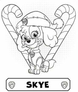 Vianočná Skye Paw Patrol – omalovánka