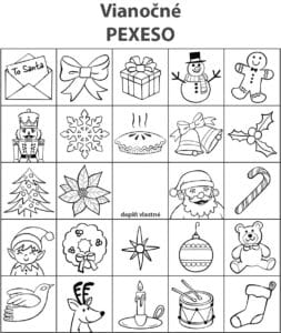 Vánoční pexeso – omalovánka