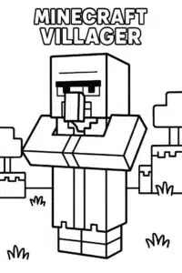 Villager Minecraft – colouring page