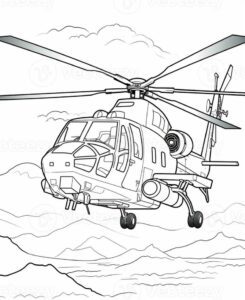 Elicopter militar – fișă de colorat