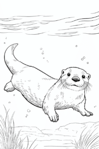 Lontra na água – desenho para colorir