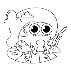 Frog on a water lily – colouring page