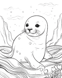 Thoughtful seal – colouring page