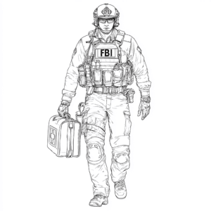 Agente do FBI com colete – desenho para colorir