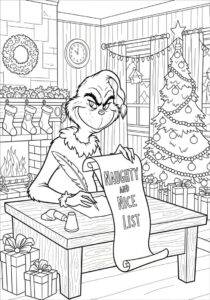 Grinch pisze list – kolorowanka