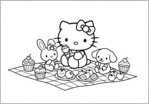 Picnic Hello Kitty – fișă de colorat