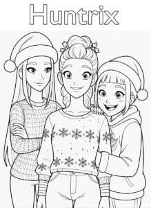 Huntrix kpop golden Natal – halaman mewarnai