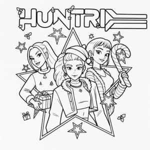 Huntrix kpop božič – pobarvanka