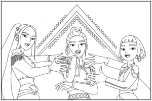 Huntrix di atas panggung – halaman mewarnai