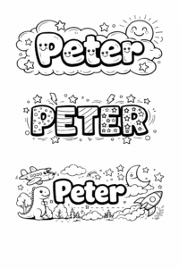 Barvna stran z imenom Peter – pobarvanka