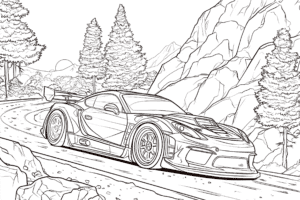 Pagina de colorat cu mașini Porsche