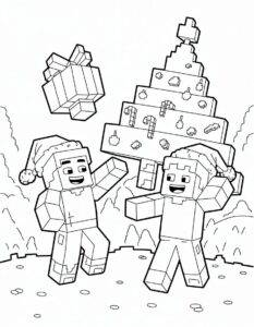 Roblox a vánoční stromeček – omalovánka