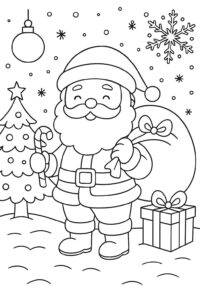 Santa Claus přináší dárky – omalovánka