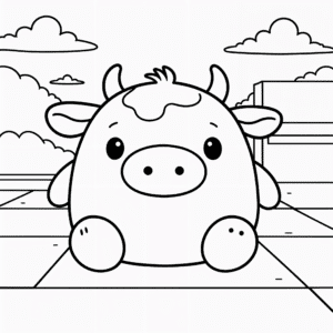 Vacă Squishmallow – fișă de colorat