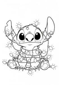 Stitch a vianočné svetlá – pobarvanka