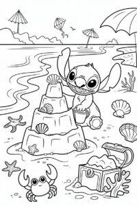 Stitch na pláži – pobarvanka