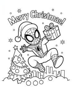 Vánoční Spiderman Spidey – omalovánka