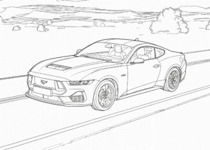 Mașina Ford Mustang – fișă de colorat