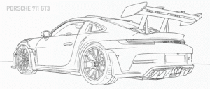 Mașina Porsche 911 GT3 RS – fișă de colorat