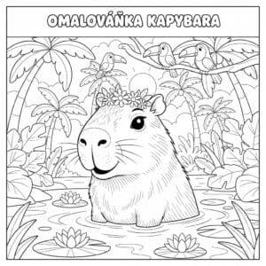 Kapibara w raju – kolorowanka