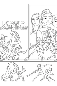 Kpop demon hunters bojujú proti démonom – pobarvanka